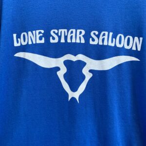 GOLDEN WEST SPORTSWEAR LONE STAR SALOON GRAND PRAIRIE RINGER GRAPHIC T SHIRT in BLUE