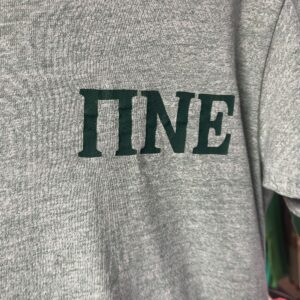 COOL! 1970S HEATHER GREEN FRATERNAL GRAPHIC RINGER TEE in GREEN