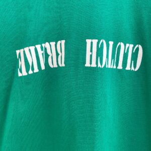 FRUIT OF THE LOOM FUNNY! REVERSE CLUTCH BRAKE SINGLE STITCH T-SHIRT in GREEN