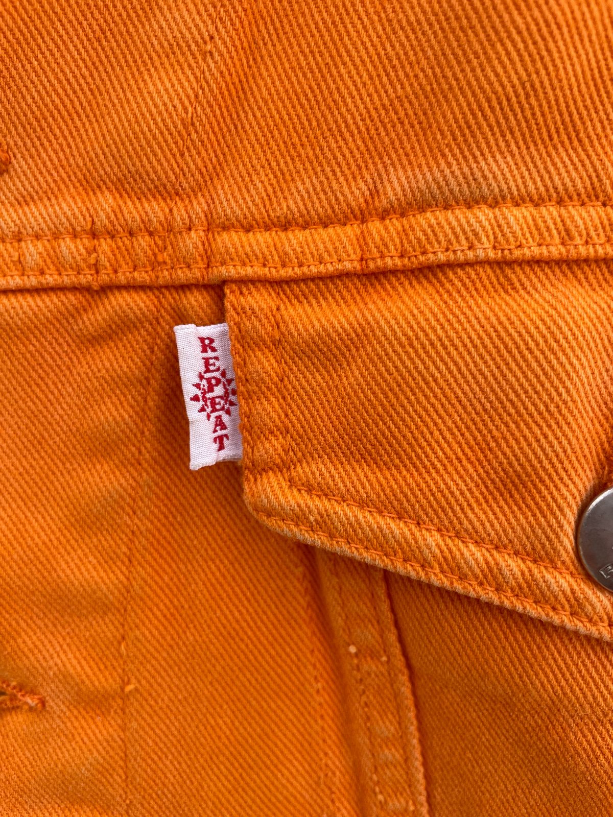 REPEAT JEANS COMPANY MADE IN ITALY! 1990S BRIGHT ORANGE DENIM VEST in ORANGE