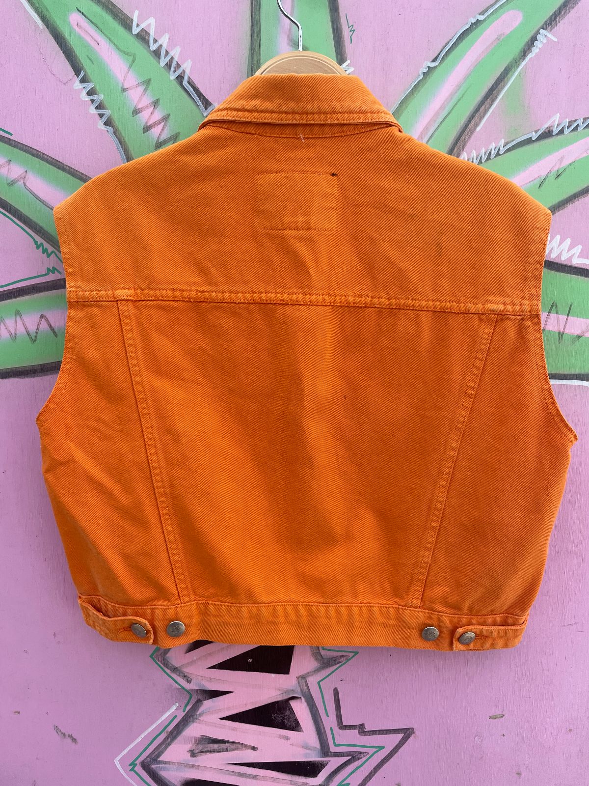 REPEAT JEANS COMPANY MADE IN ITALY! 1990S BRIGHT ORANGE DENIM VEST in ORANGE