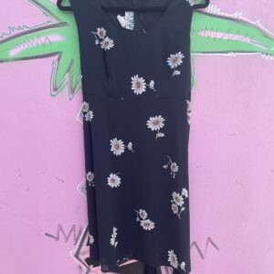 LA BELLE 1990S SUNFLOWER PRINT SLEEVELESS DRESS in BLACK