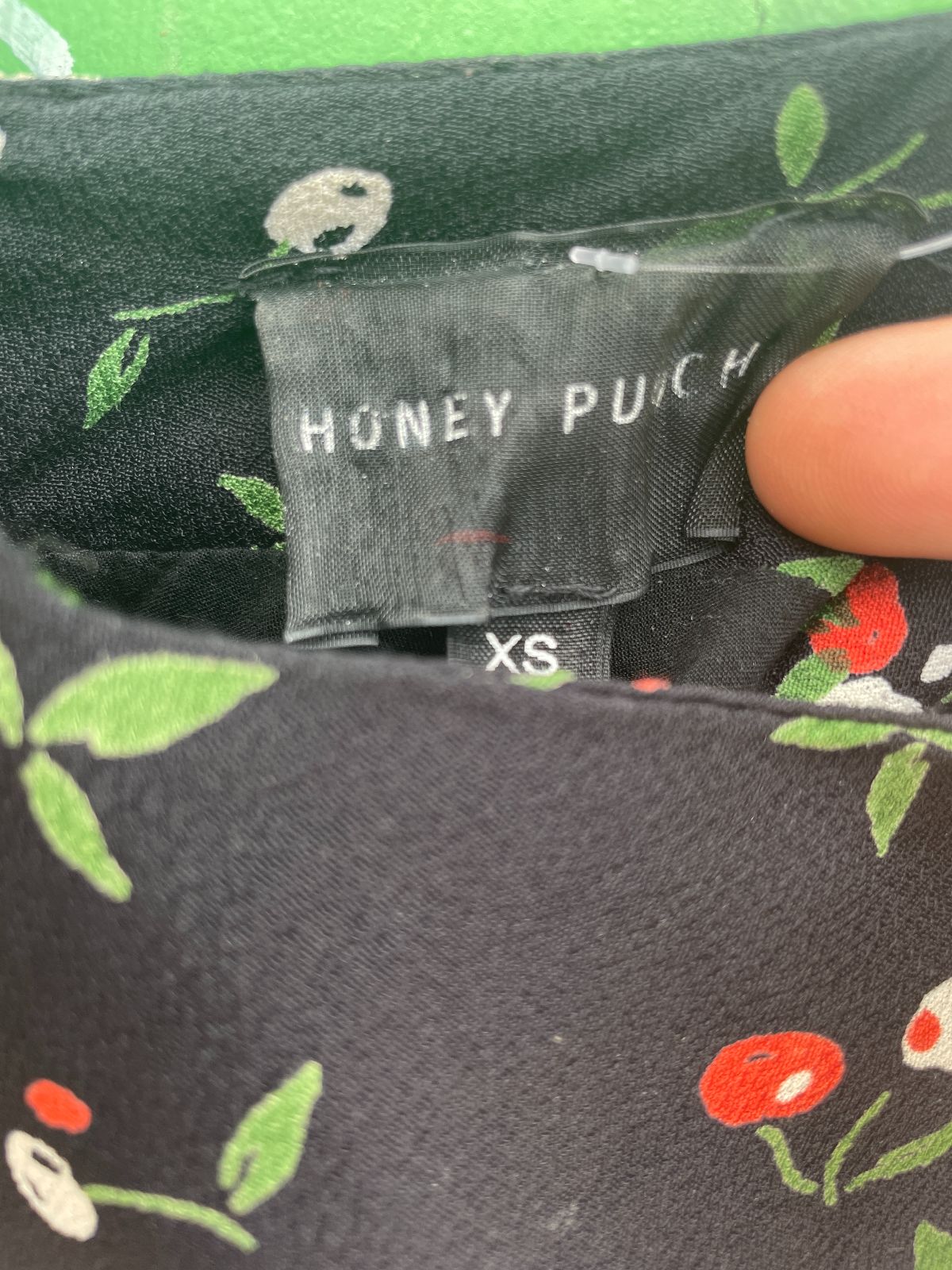 HONEY PUNCH SO CUTE! CHERRY PRINT RAYON MINI DRESS, SPAGHETTI STRAPS in BLACK, RED, GREEN