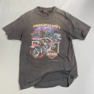 3D EMBLEM HARLEY DAVIDSON *AS-IS* 1980S PERFECTLY SUNFADED AMERICAN CLASSIC HARLEY DAVIDSON BOOT HILL LEATHER SHOP CHEROKEE NC SINGLE STITCH T-SHIRT in BLACK