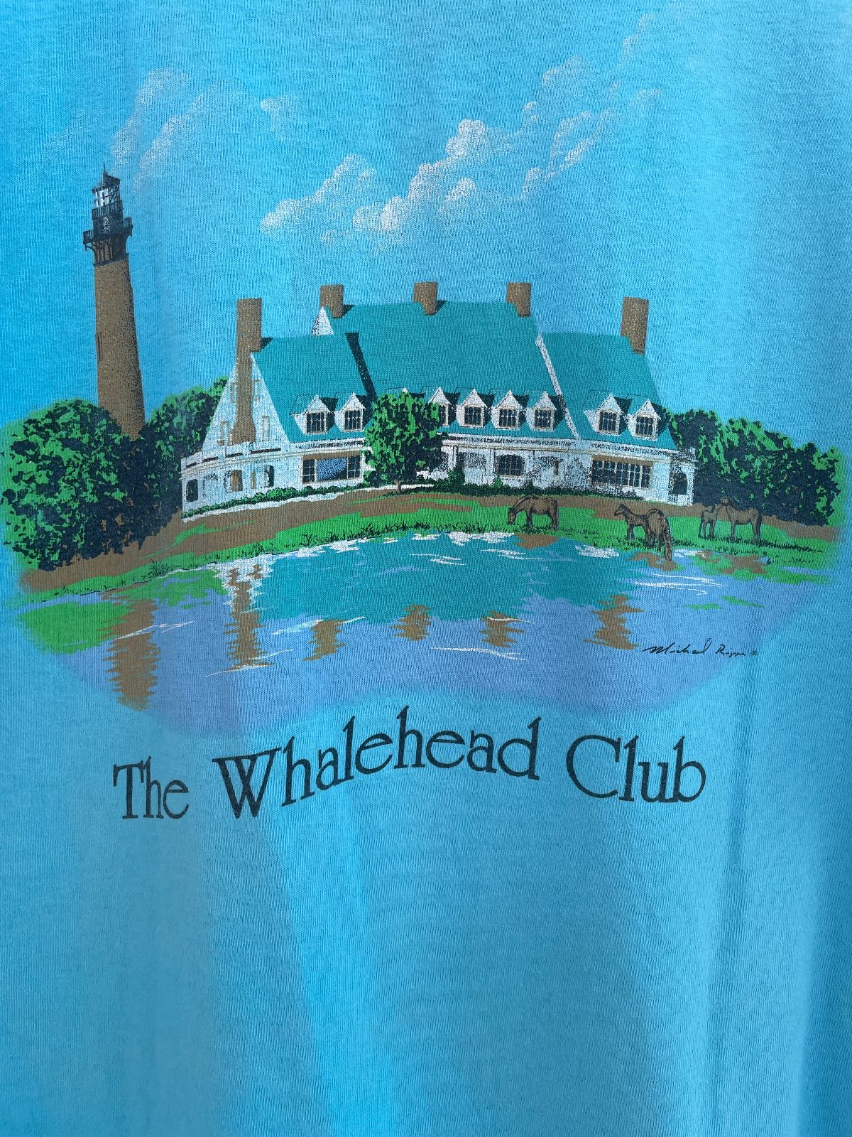 FRUIT OF THE LOOM CLASSIC! THE WHALEHEAD CLUB SINGLE STITCH T-SHIRT in TURQUOISE