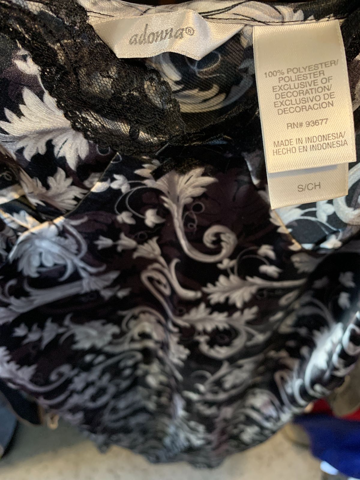 ADONNA Y2K ORNATE PRINT SATIN SLIP DRESS in BLACK, SILVER