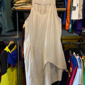 100% COTTON SHEER SLEEVELESS TENT DRESS in TAUPE