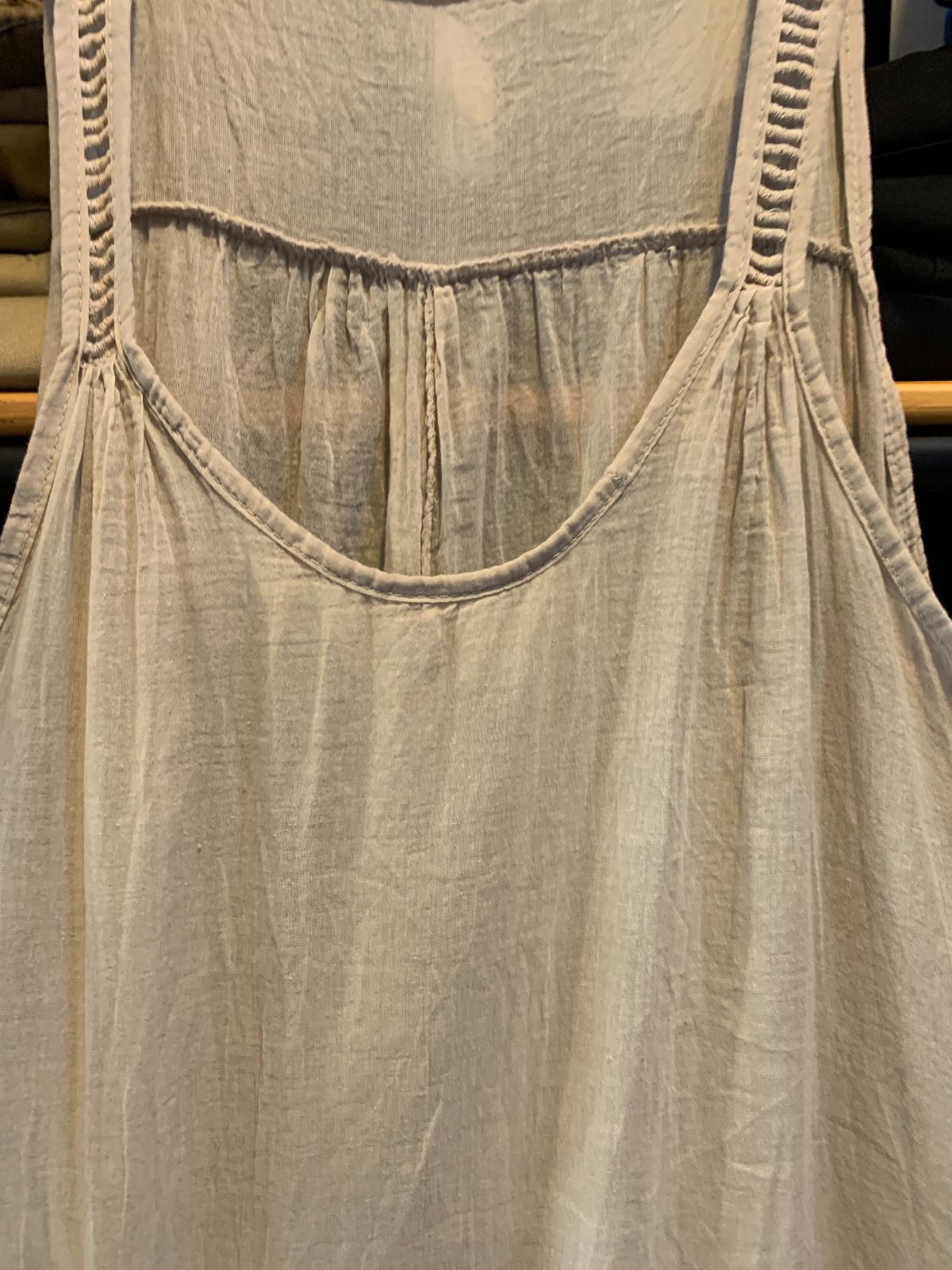 100% COTTON SHEER SLEEVELESS TENT DRESS in TAUPE