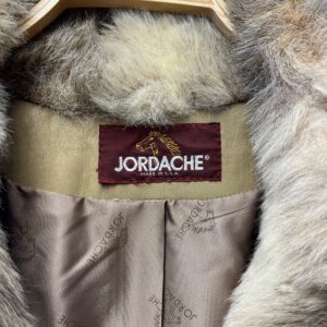 JORDACHE *AS-IS* COOL! 1970S-80S KNIT & FAUX FUR PANELED BUTTON FRONT JACKET in BROWN, WHITE, GRAY
