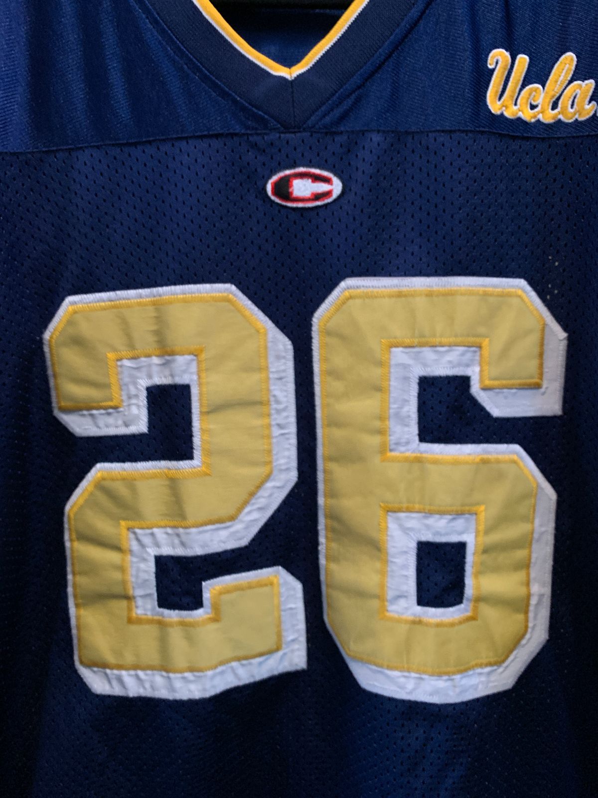 COLOSSEUM 1990S UCLA FOOTBALL JERSEY EMBROIDERED STITCHED LETTERS #26 in BLUE, GOLD