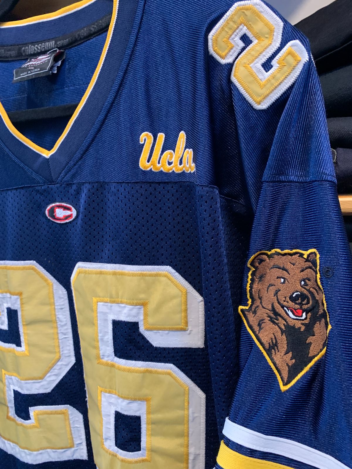 COLOSSEUM 1990S UCLA FOOTBALL JERSEY EMBROIDERED STITCHED LETTERS #26 in BLUE, GOLD