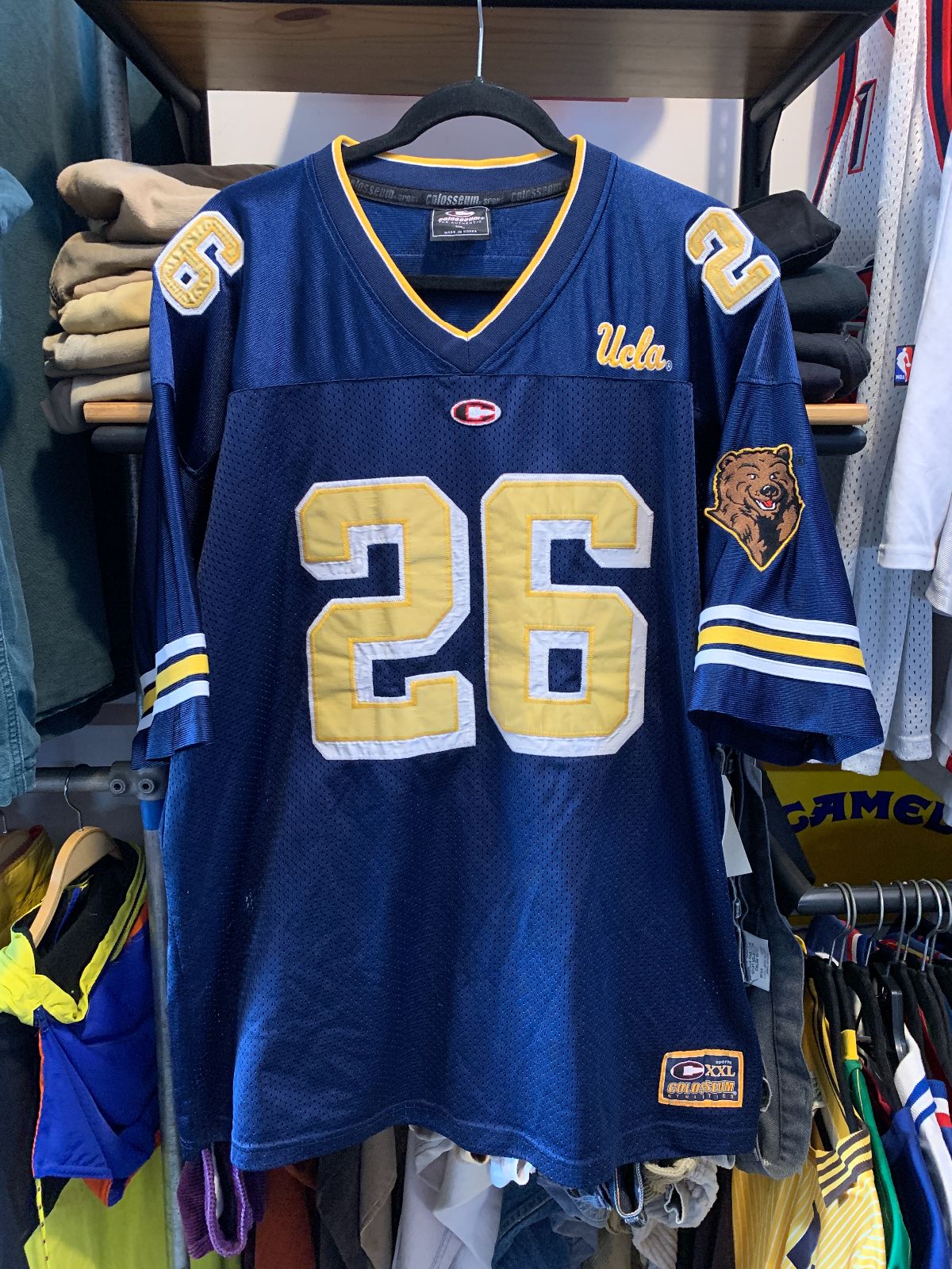 COLOSSEUM 1990S UCLA FOOTBALL JERSEY EMBROIDERED STITCHED LETTERS #26 in BLUE, GOLD