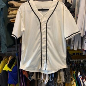 CLASSIC BLANK BASEBALL JERSEY BLACK PIPING in WHITE, BLACK