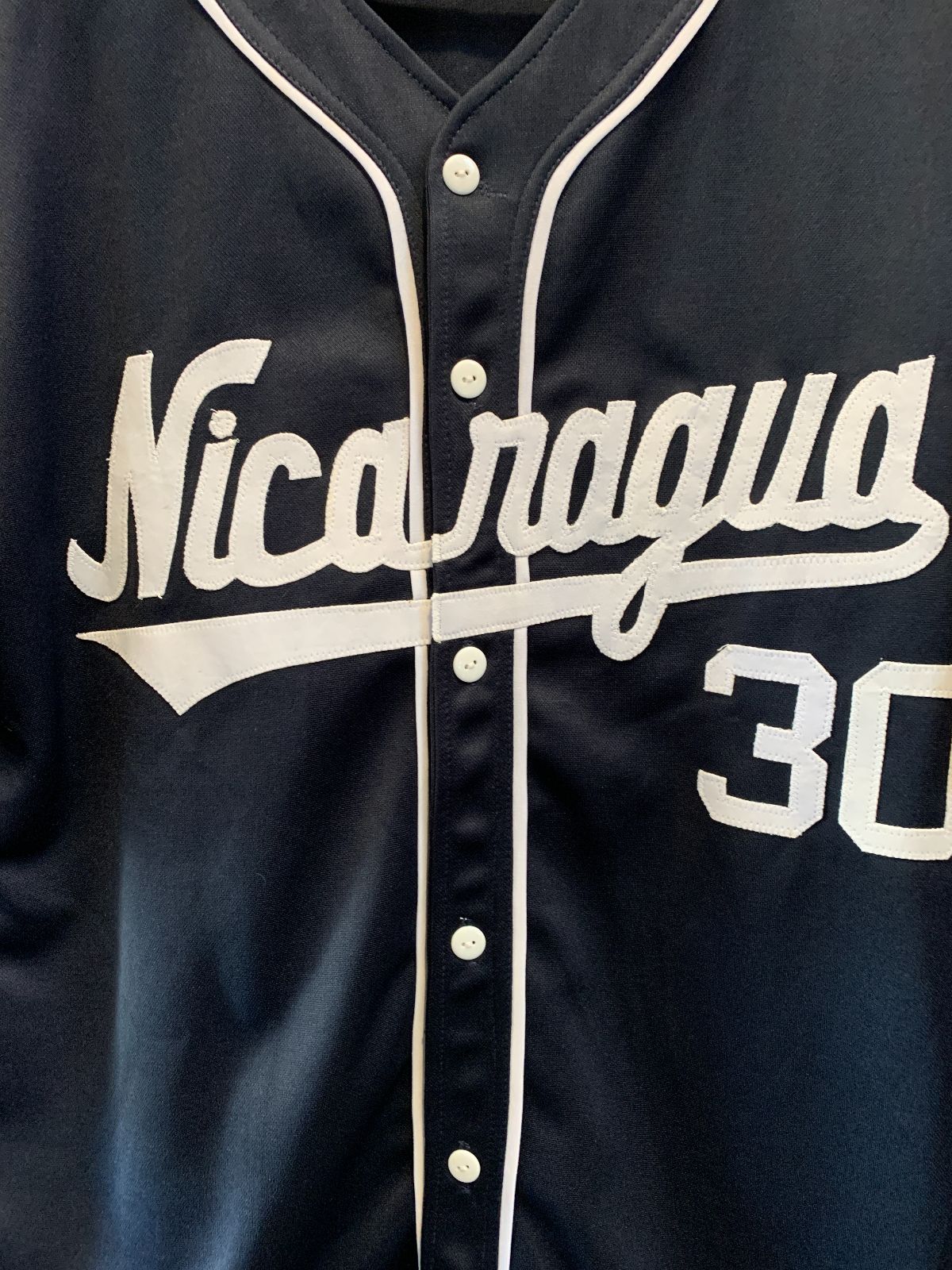 SHORT SLEEVE BASEBALL JERSEY #30 NICARAGUA in BLUE, WHITE
