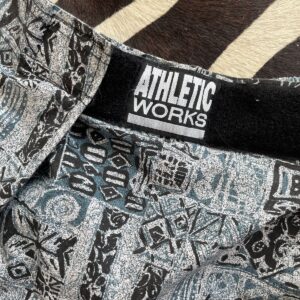 ATHLETIC WORKS LOVE! 1980S-90S 100% COTTON PRINTED HAMMER PANTS - VELCRO WAIST in BLUE, WHITE, BLACK