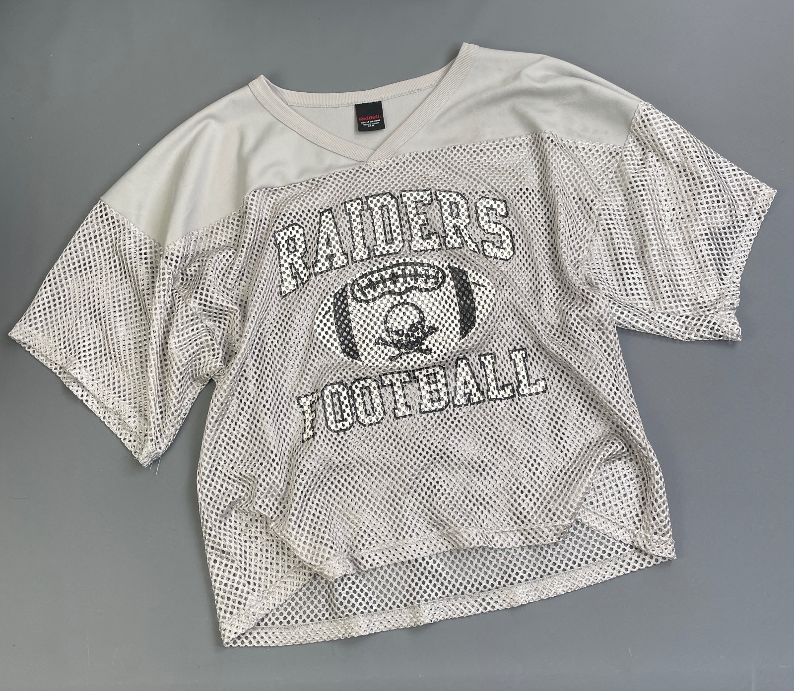 RIDDELL AS-IS VERY COOL RETRO MESH RAIDERS JERSEY in GREY, WHITE