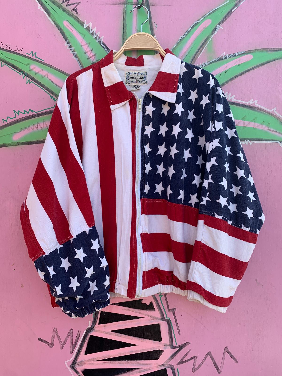 ROSETTES'S AS-IS RAD AMERICAN FLAG JACKET in RED,WHITE,BLUE