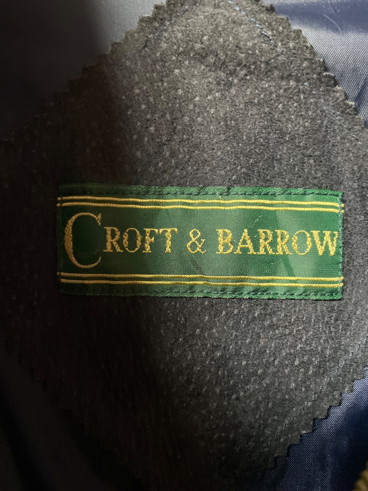 croft & Barrow 1990S SUEDE BOMBER JACKET CONTRAST SLEEVES STRIPED RIBBED COLLAR in BROWN, GRAY, BLUE