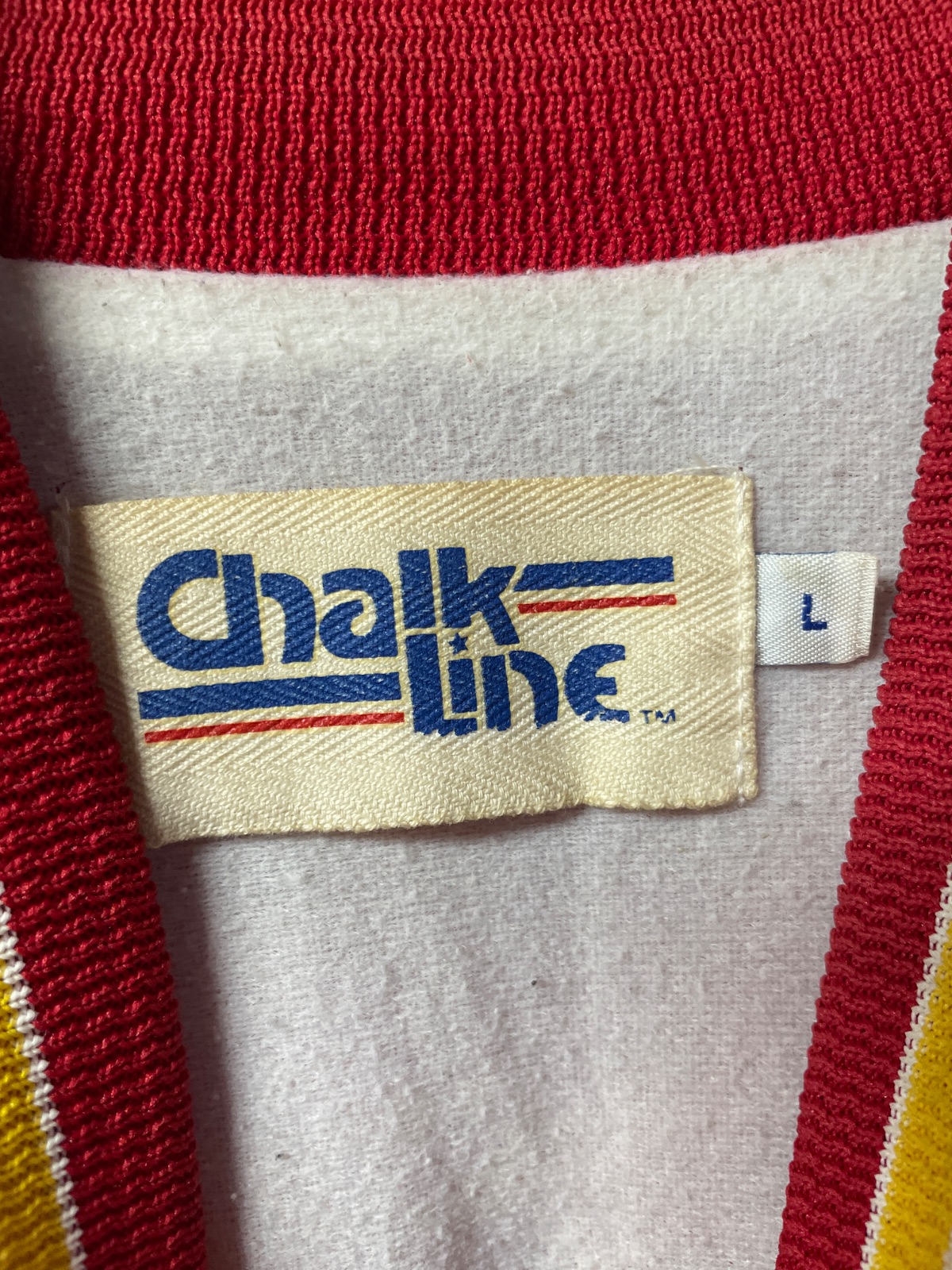 chalk line *AS-IS* EAGLES SALT LAKE HOCKEY CLUB RED SATIN BUTTON UP JACKET in RED, YELLOW