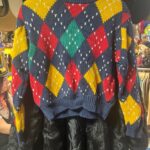 CUTE! 1980S COLORFUL ARGYLE COTTON KNIT PULLOVER SWEATER