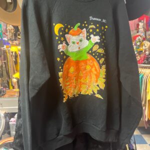 FUN! 1980S-90S CREWNECK SWEATSHIRT HALLOWEEN CAT PUMPKIN GRAPHIC BRANSON, MO in BLACK, ORANGE, GREEN