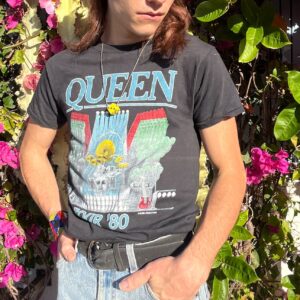 QUEEN 1980 TOUR SINGLE STITCH T-SHIRT in BLACK