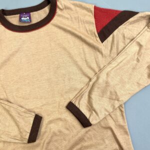 ESPRIT BY CAMPUS 1970S DEADSTOCK LONG SLEEVE RINGER TEE COLORBLOCK PANEL in BROWN