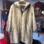 *AS-IS* #BURNINGMAN! SPOTTED ZIP-UP FAUX FUR HOODED JACKET!