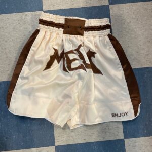 NWT THAI BOXING SHORTS in WHITE, BROWN
