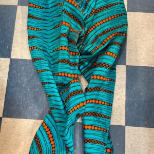 TURQUOISE AND ORANGE PRINTED LOUNGE PANTS in BLUE, ORANGE, BLACK