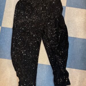 messini FUN! #BURNINGMAN! OVERSIZED BAGGY SEQUIN VELVET PANTS in BLACK, SILVER