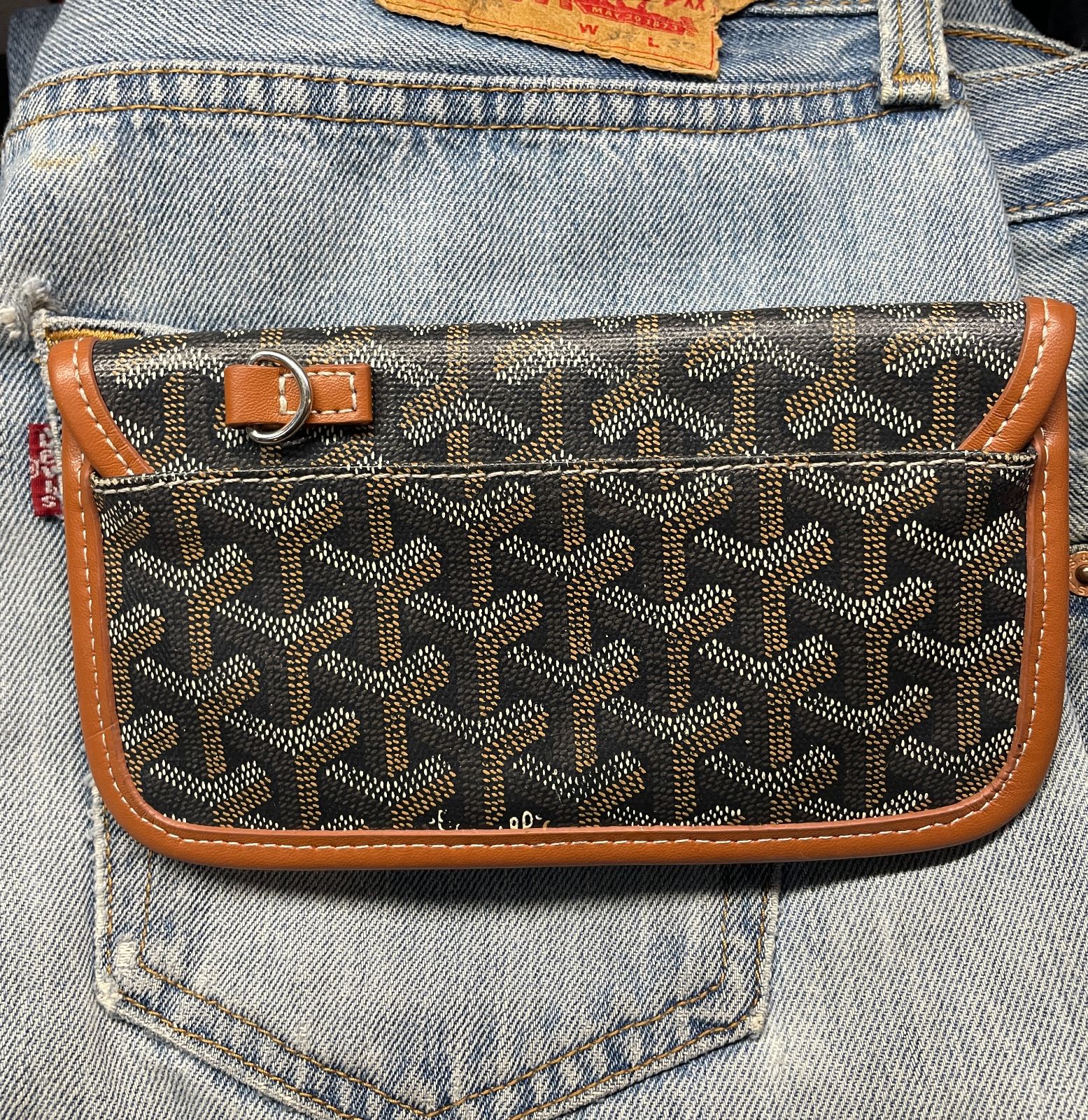 GOYARD GOYARD WALLET WRIST-LET GENUINE LEATHER in BLACK, BROWN