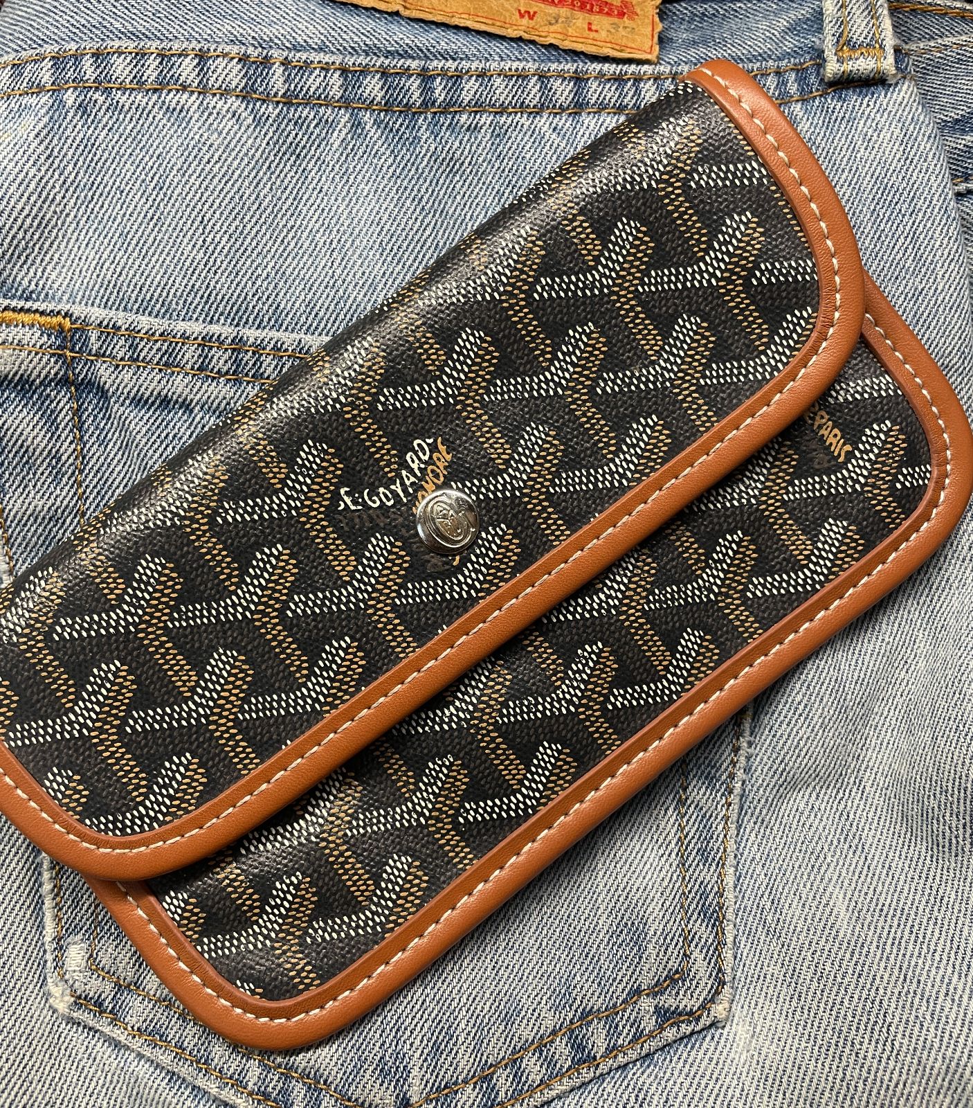 GOYARD GOYARD WALLET WRIST-LET GENUINE LEATHER in BLACK, BROWN