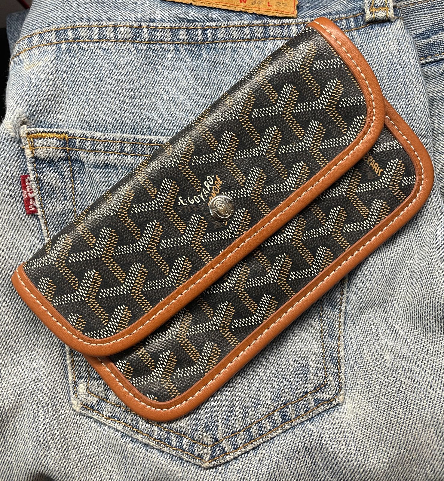 GOYARD GOYARD WALLET WRIST-LET GENUINE LEATHER in BLACK, BROWN