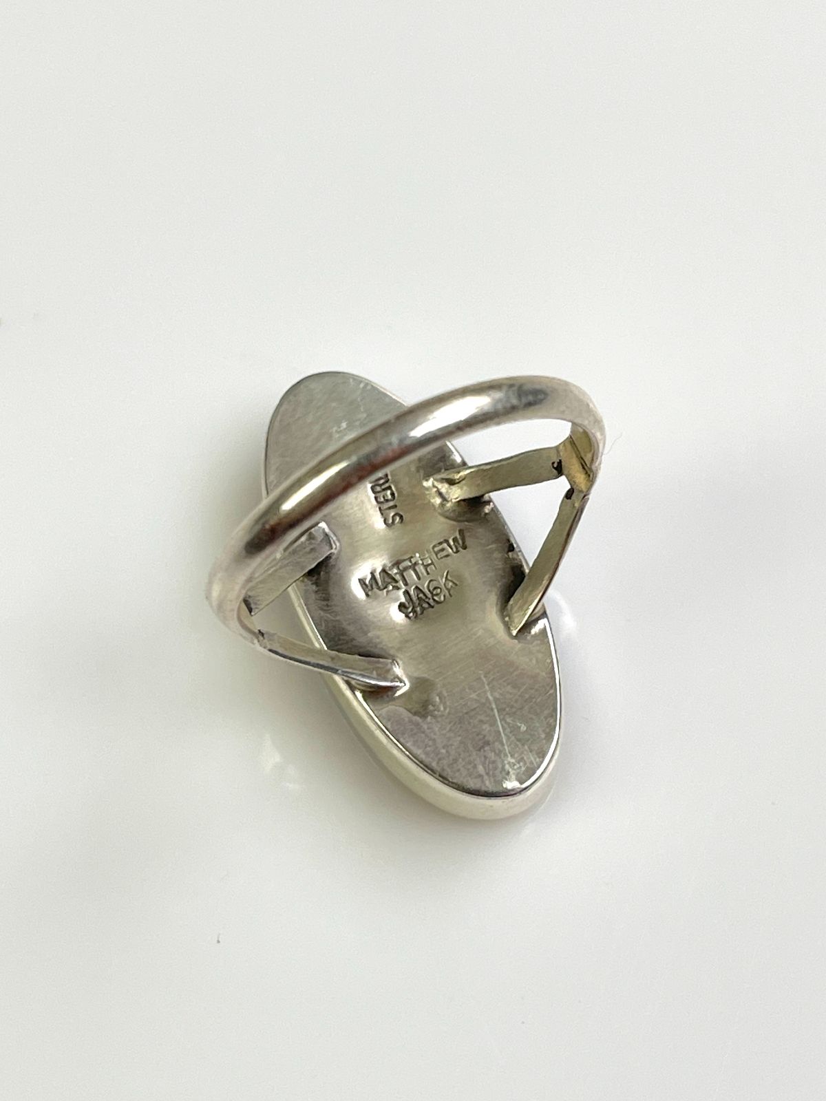 GORGEOUS! *SIGNED MATHEW JACK NAVAJO MICRO INLAY RED ROCK STERLING SILVER RING ONYX, OPAL, SPINY OYSTER, in BLACK, YELLOW