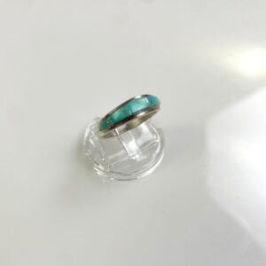 925 ZUNI CHANNEL INLAY TURQUOISE STERLING SILVER BAND RING in SILVER, BLUE