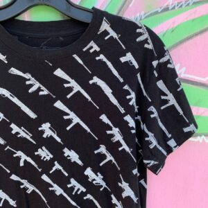 ROGUE STATUS Y2K ROGUE STATUS ALL OVER GUN PRINT T SHIRT in BLACK, WHITE