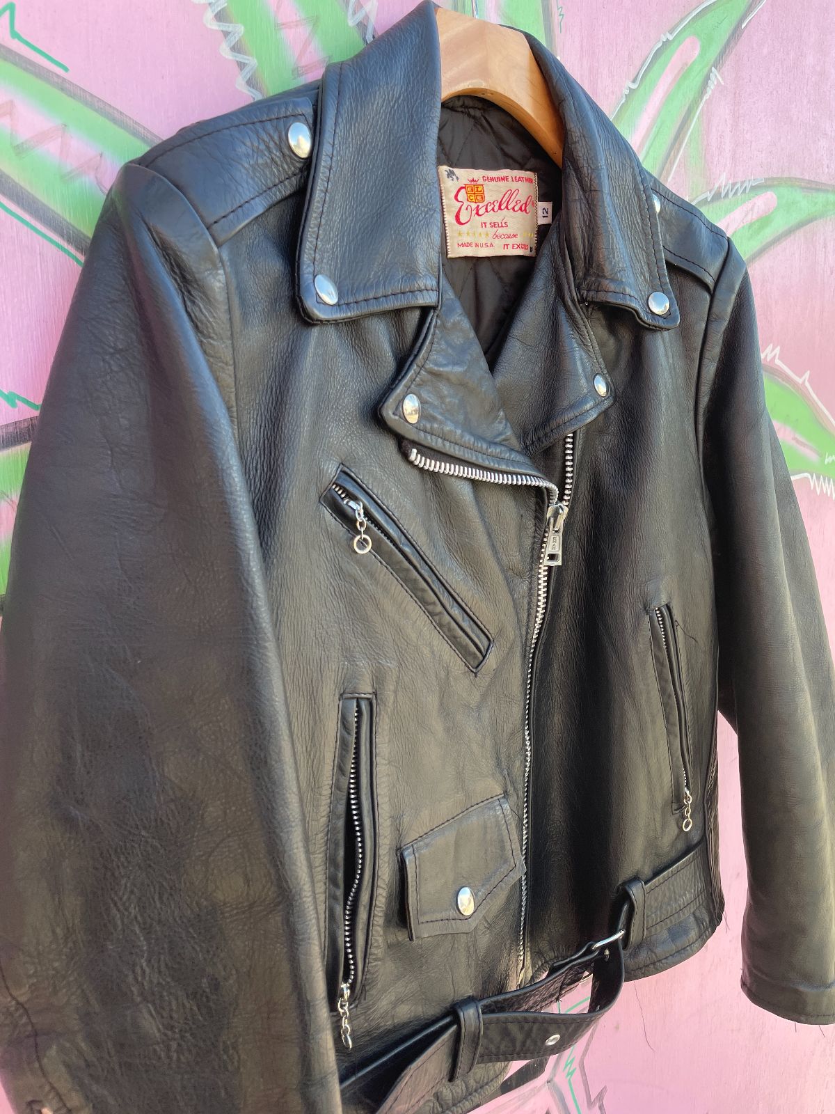 EXCELLED BUTTER SOFT LEATHER MOTO JACKET in BLACK