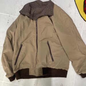 REVERSIBLE BROWN ZIP UP JACKET WITH RIBBED CUFFS in BROWN, MULTI