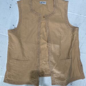 minar MINAR TAN SLEEVELESS VEST WITH EMBROIDERED TRIM in BROWN