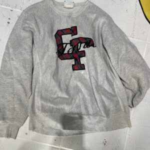 GRAY SWEATSHIRT WITH PLAID CF PATCH AND SCRIPT in GRAY, RED, GREEN, BLACK