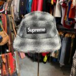 BLACK AND GREY PLAID SUPREME WOOL WITH LEATHER STRAP HARRIS TWEED HAT