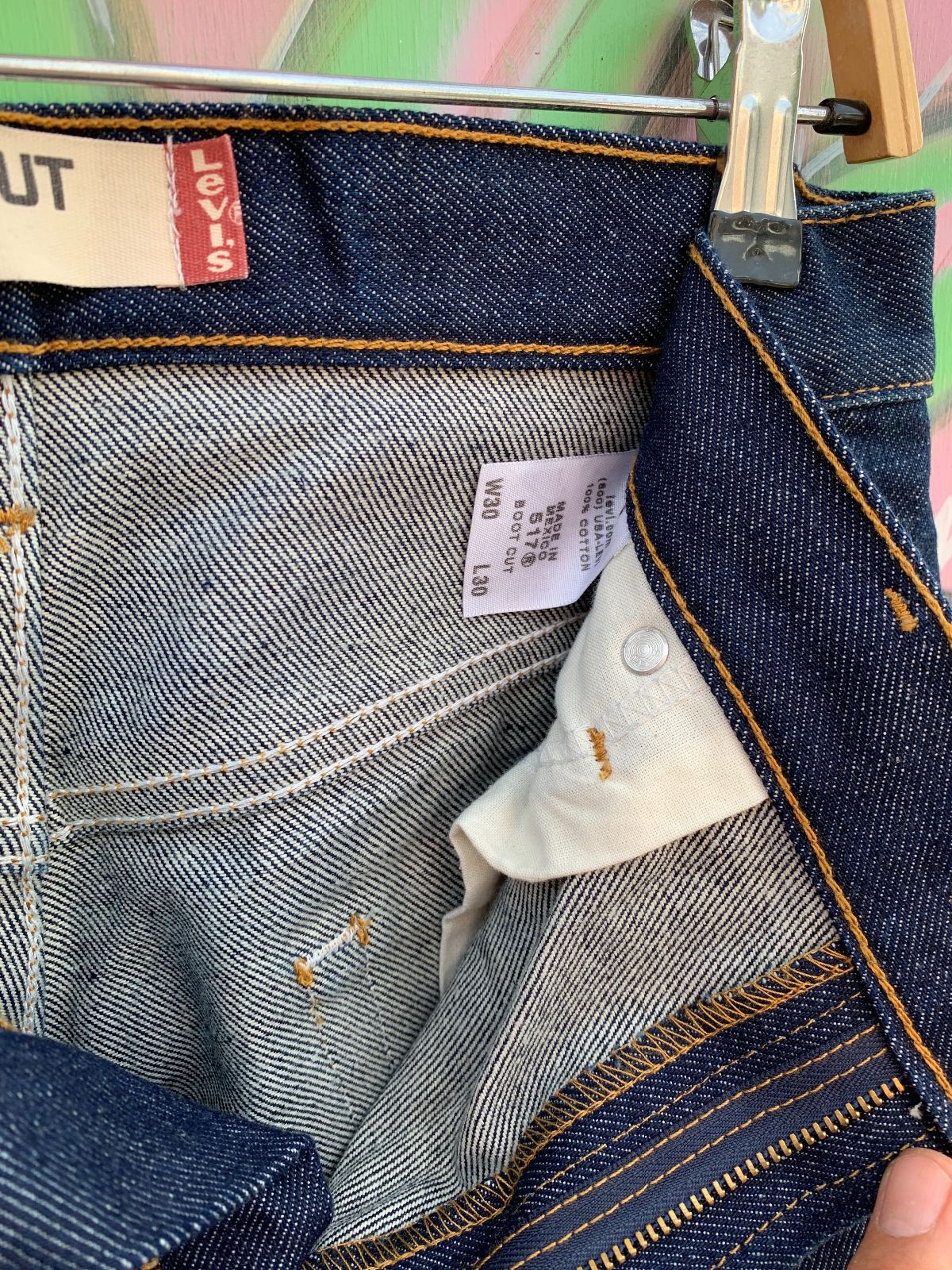 LEVIS *AS-IS* 1990S LEVIS 517 BOOT CUT DARK DENIM JEANS 30X30 in BLUE