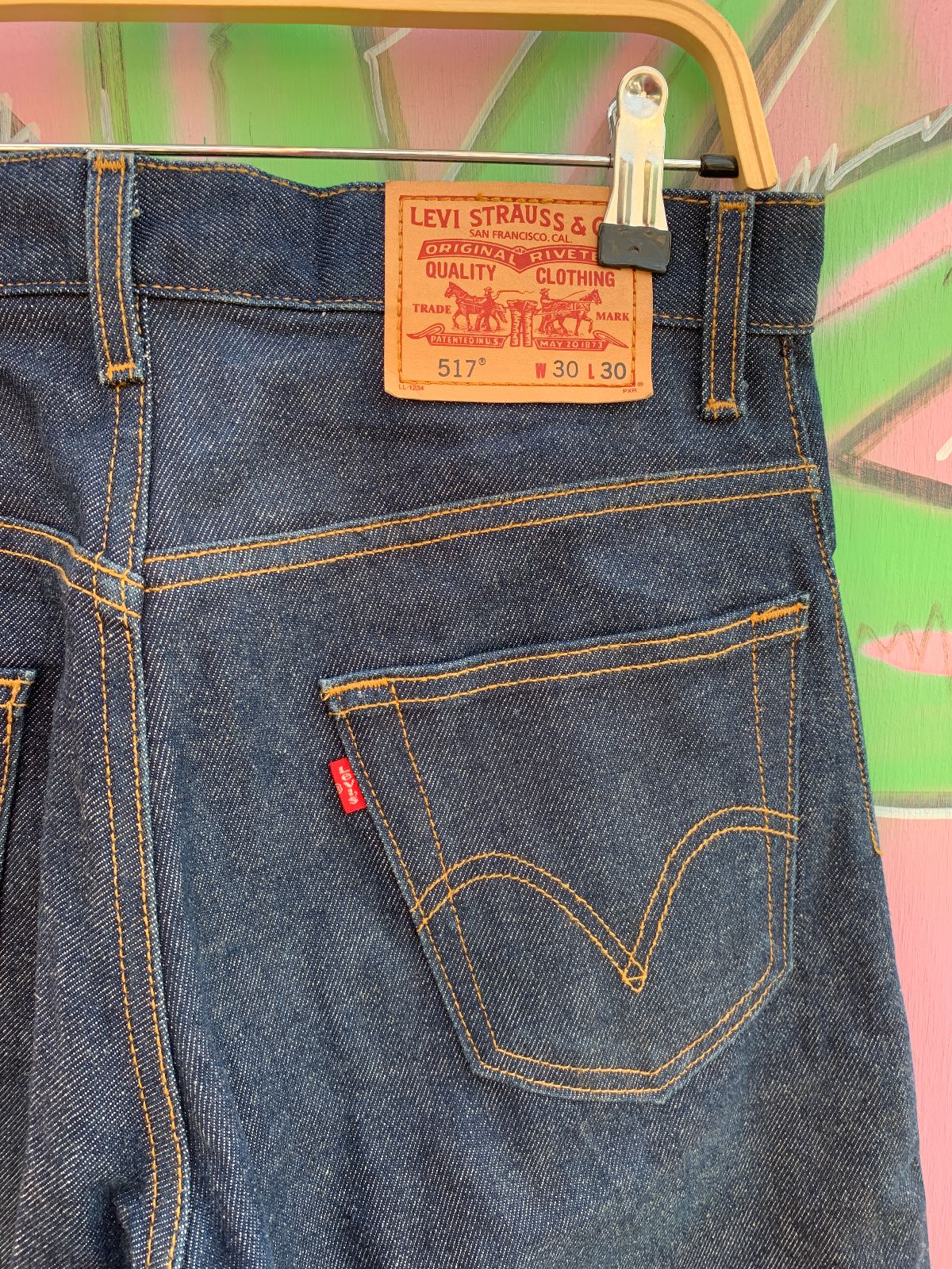 LEVIS *AS-IS* 1990S LEVIS 517 BOOT CUT DARK DENIM JEANS 30X30 in BLUE