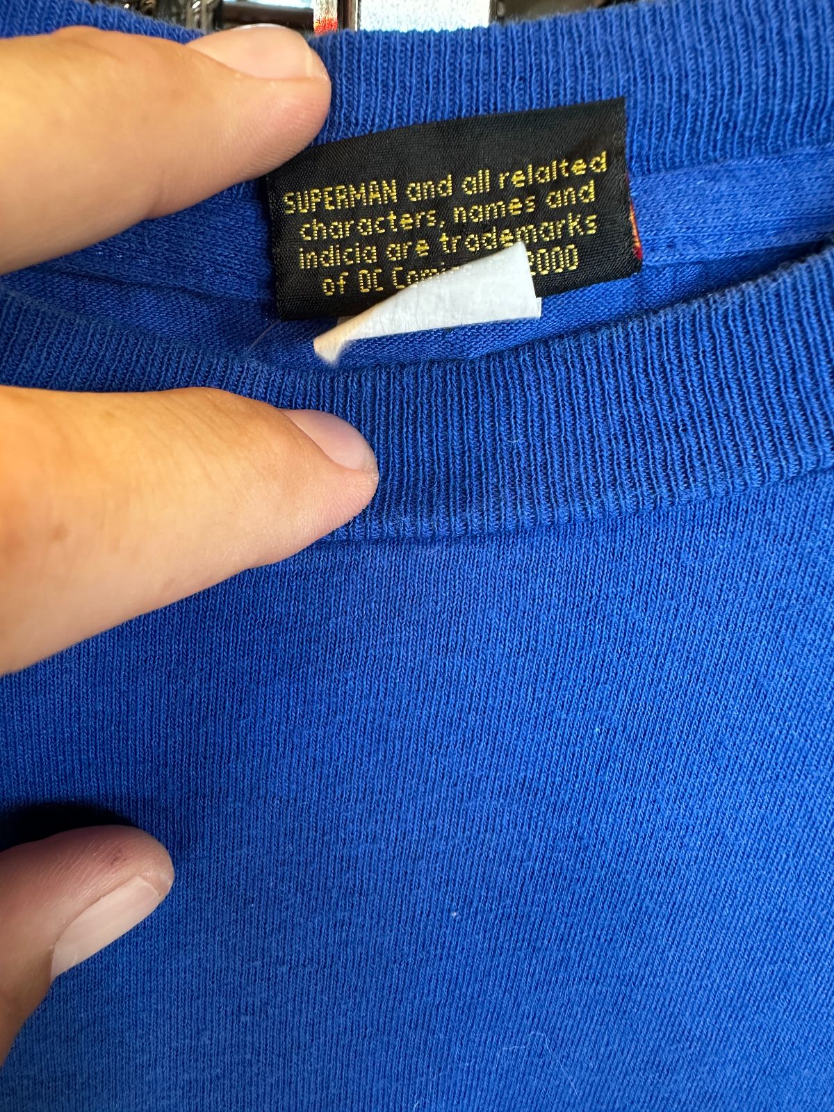 WARNER BROS. 2000 SINGLE STITCH SUPERMAN EMBLEM T-SHIRT OVERSIZED LOGO - OFFICIAL MERCH in BLUE, RED, YELLOW