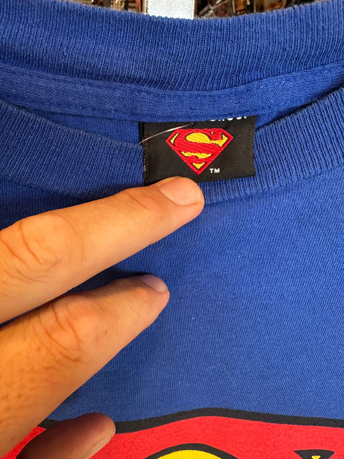 WARNER BROS. 2000 SINGLE STITCH SUPERMAN EMBLEM T-SHIRT OVERSIZED LOGO - OFFICIAL MERCH in BLUE, RED, YELLOW