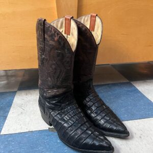 RODEO BRAVO *AS-IS* WOW! MADE IN MEXICO 2-TONE GORGEOUS CROCODILE LEATHER COWBOY BOOTS in BLACK, BROWN