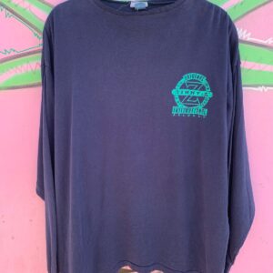JIMMY Z *AS-IS* RAD! 1980S-90S LONG SLEEVE JIMMY Z CRACKLED GRAPHIC T-SHIRT in BLUE