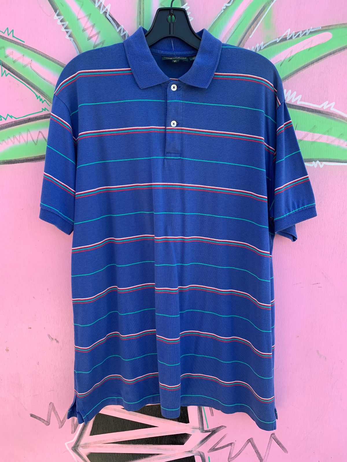 NEIL MARTIN 1980S STRIPED COLLARED POLO SHIRT in BLUE, RED