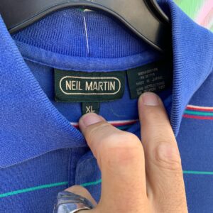 NEIL MARTIN 1980S STRIPED COLLARED POLO SHIRT in BLUE, RED